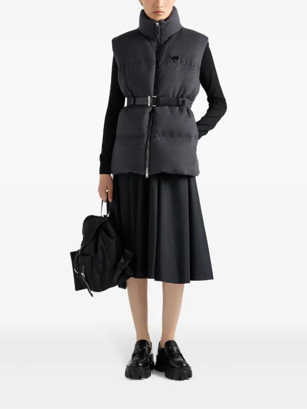 Prada belted down-padded gilet