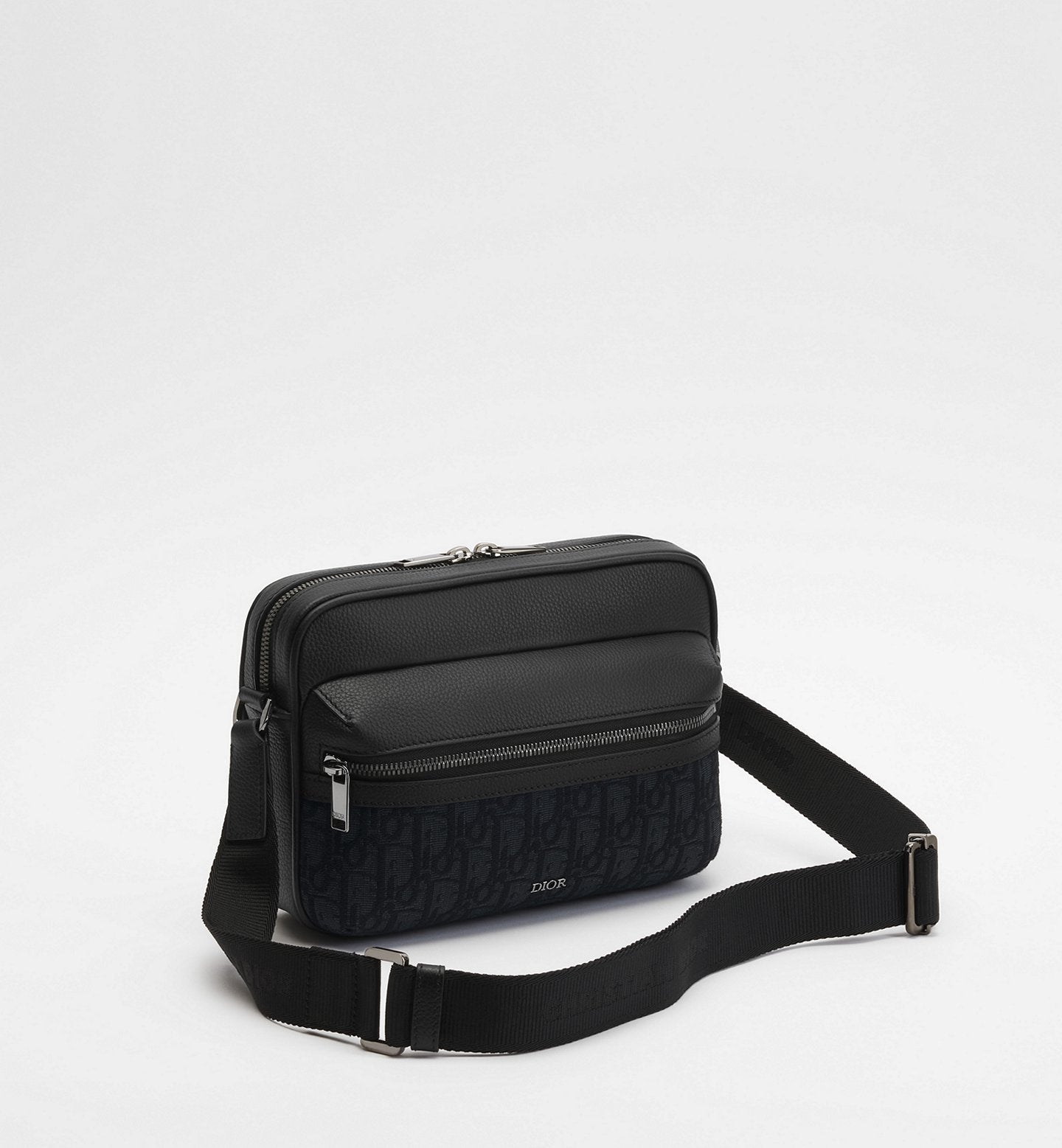 DIOR Rider 2.0 Zipped Messenger Bag Beige and Black Dior Oblique