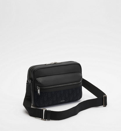 DIOR Rider 2.0 Zipped Messenger Bag Beige and Black Dior Oblique